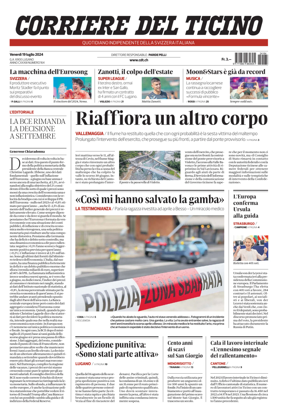 Prima-pagina-corriere-del-ticino-oggi-edizione-di-oggi-20240719