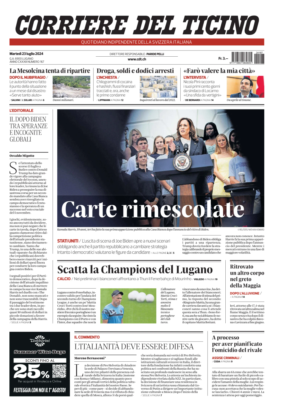 Prima-pagina-corriere-del-ticino-oggi-edizione-di-oggi-20240723