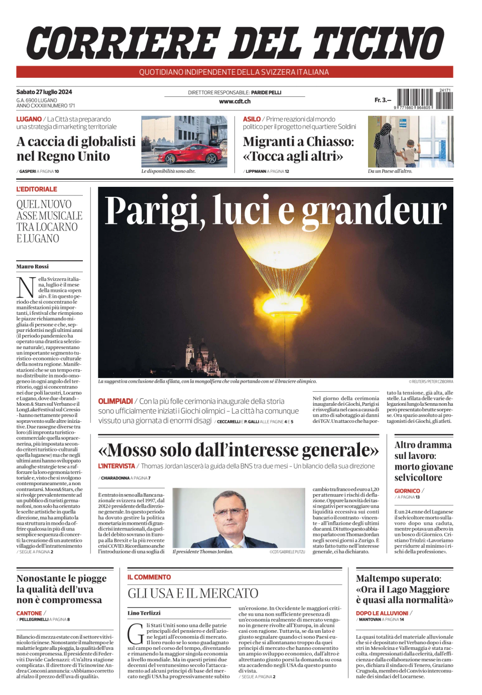 Prima-pagina-corriere-del-ticino-oggi-edizione-di-oggi-20240727