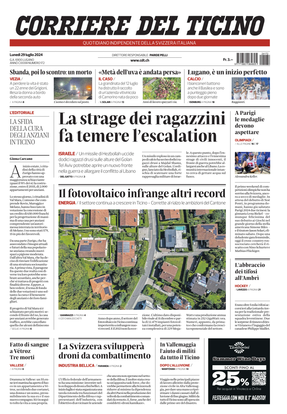 Prima-pagina-corriere-del-ticino-oggi-edizione-di-oggi-20240729