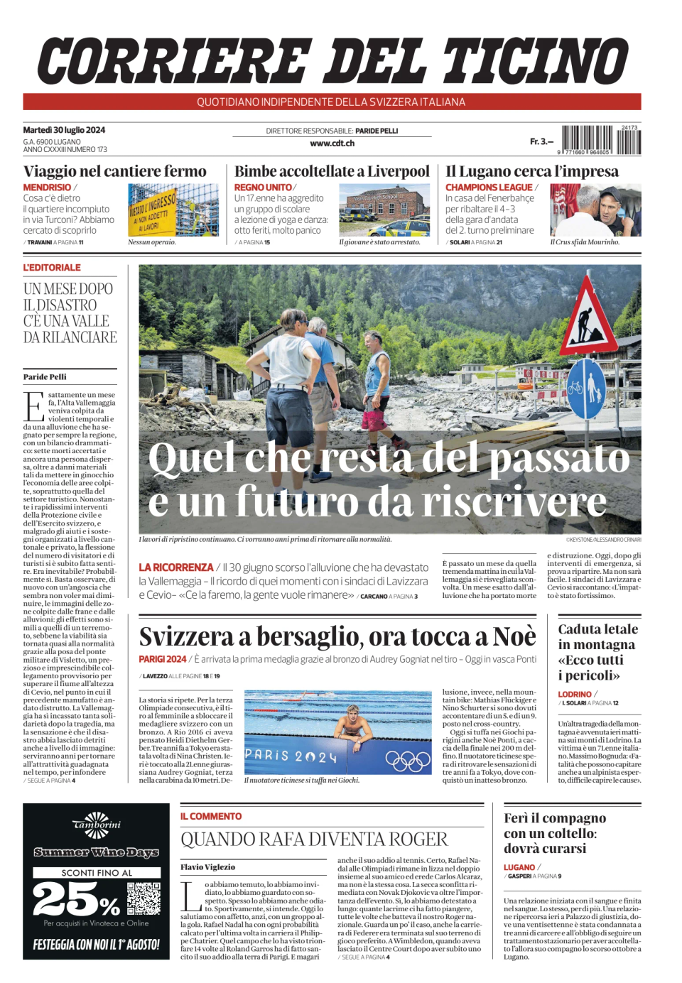 Prima-pagina-corriere-del-ticino-oggi-edizione-di-oggi-20240730