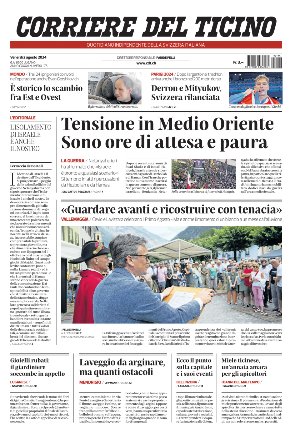 Prima-pagina-corriere-del-ticino-oggi-edizione-di-oggi-20240802