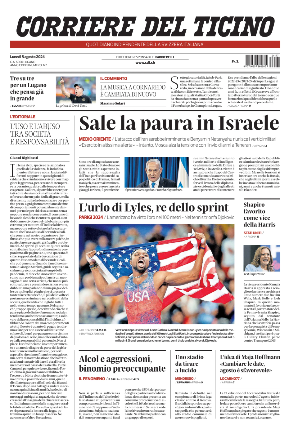 Prima-pagina-corriere-del-ticino-oggi-edizione-di-oggi-20240805