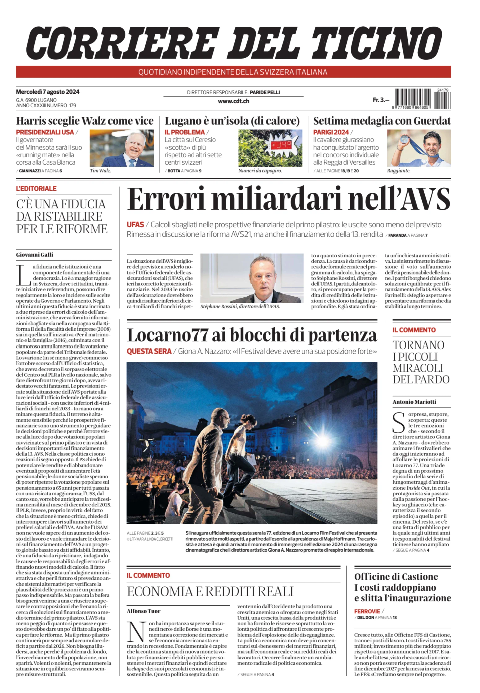 Prima-pagina-corriere-del-ticino-oggi-edizione-di-oggi-20240807