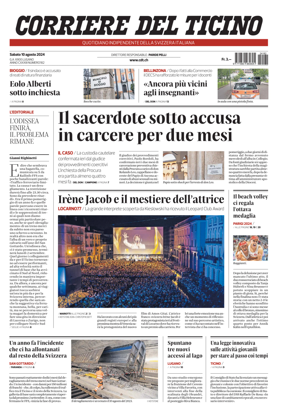 Prima-pagina-corriere-del-ticino-oggi-edizione-di-oggi-20240810