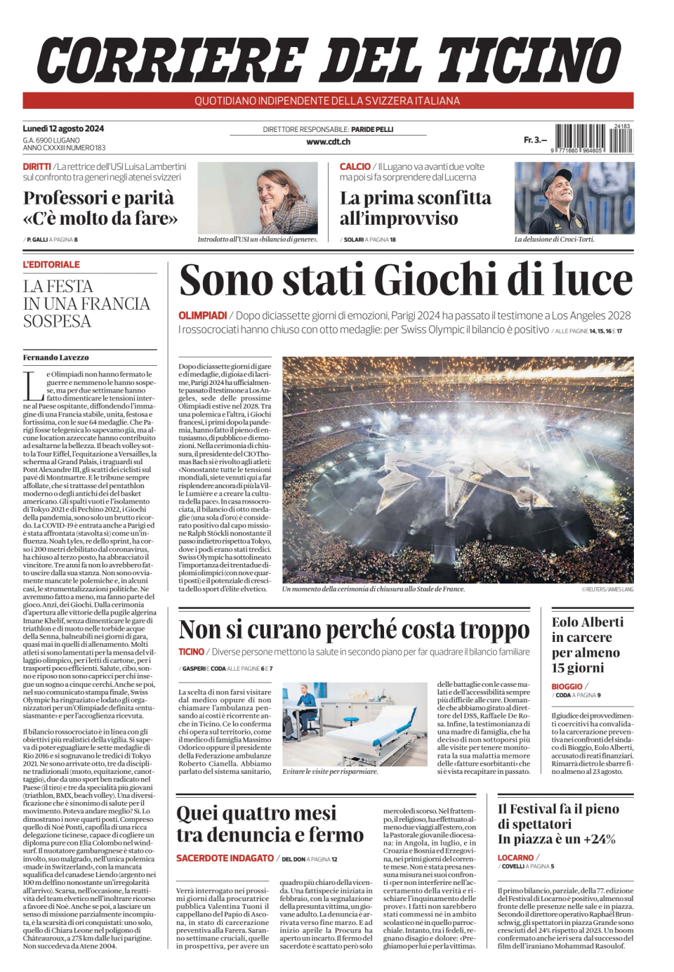 Prima-pagina-corriere-del-ticino-oggi-edizione-di-oggi-20240812