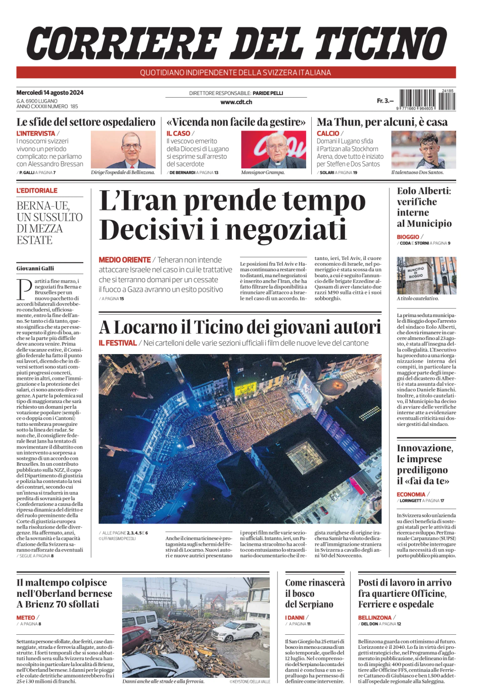 Prima-pagina-corriere-del-ticino-oggi-edizione-di-oggi-20240814