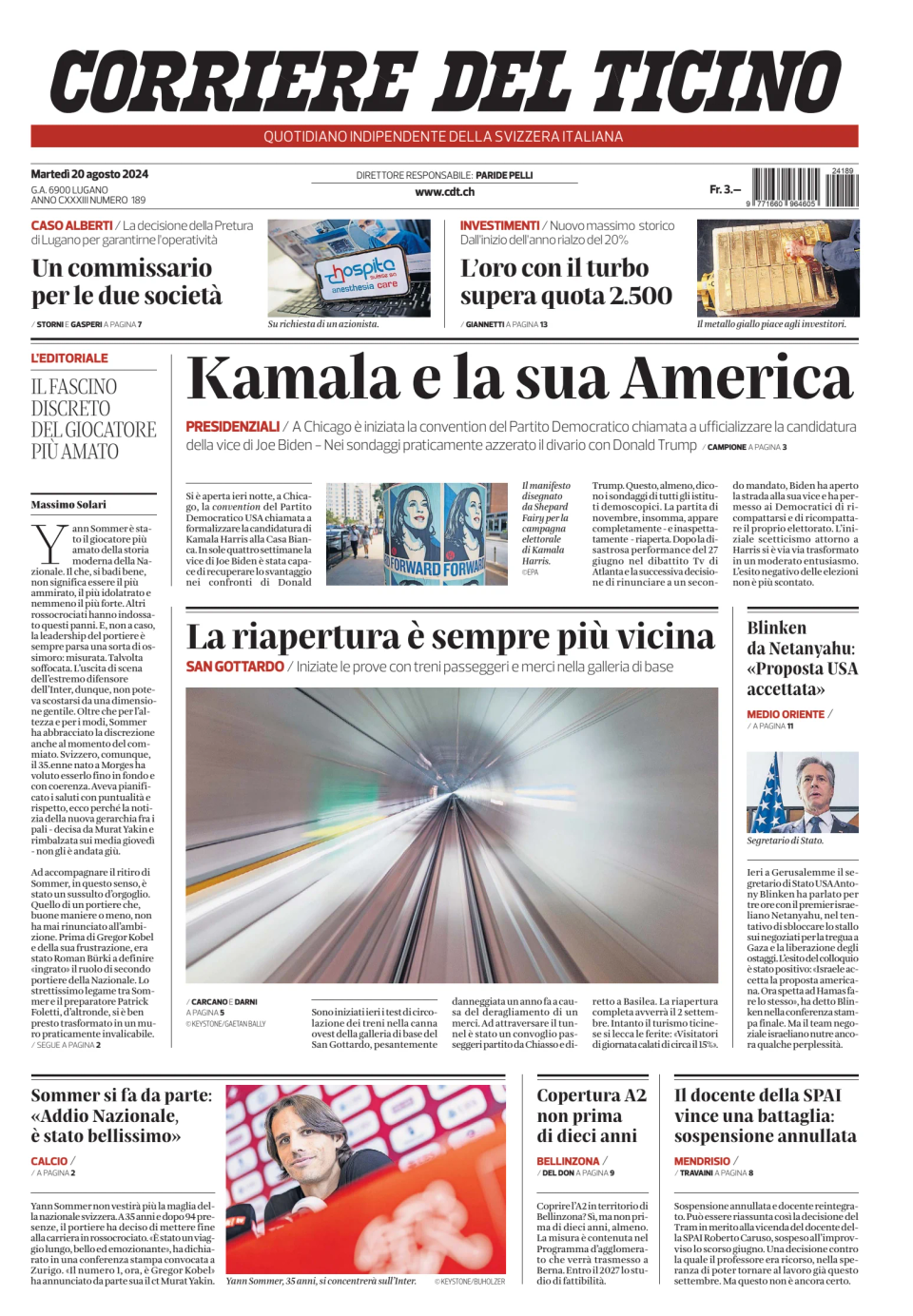 Prima-pagina-corriere-del-ticino-oggi-edizione-di-oggi-20240820