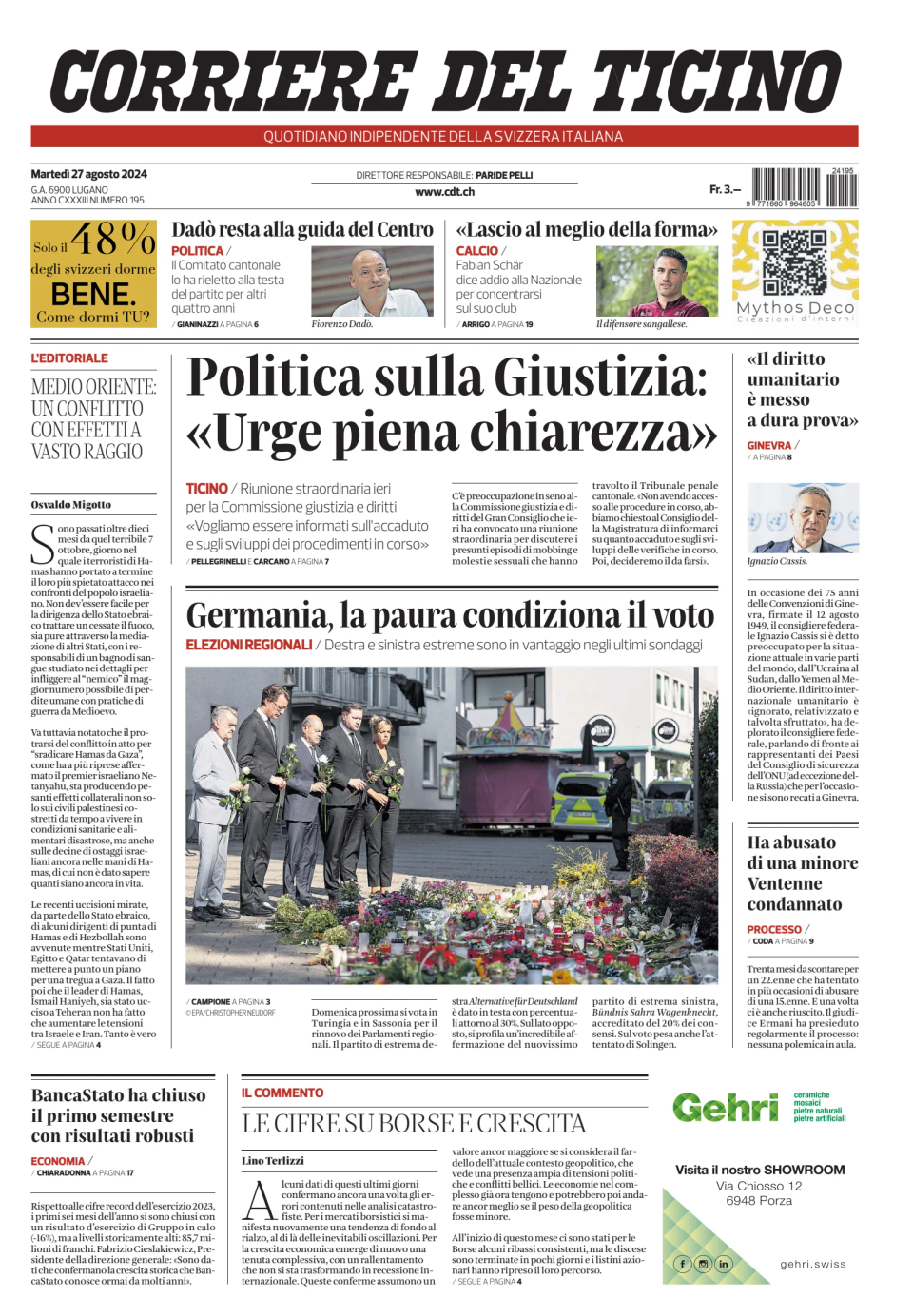 Prima-pagina-corriere-del-ticino-oggi-edizione-di-oggi-20240827