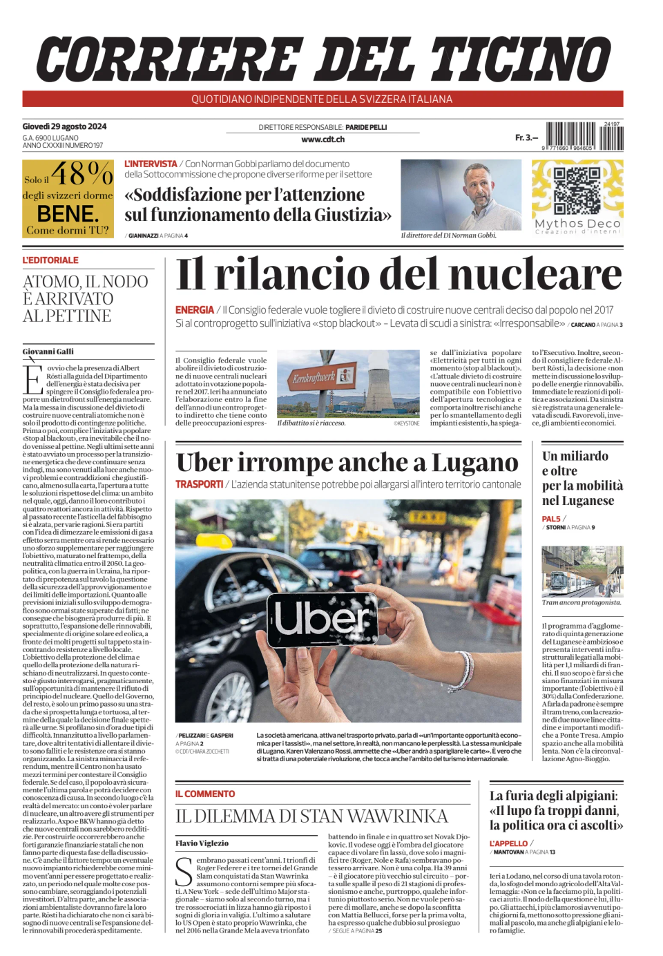 Prima-pagina-corriere-del-ticino-oggi-edizione-di-oggi-20240829