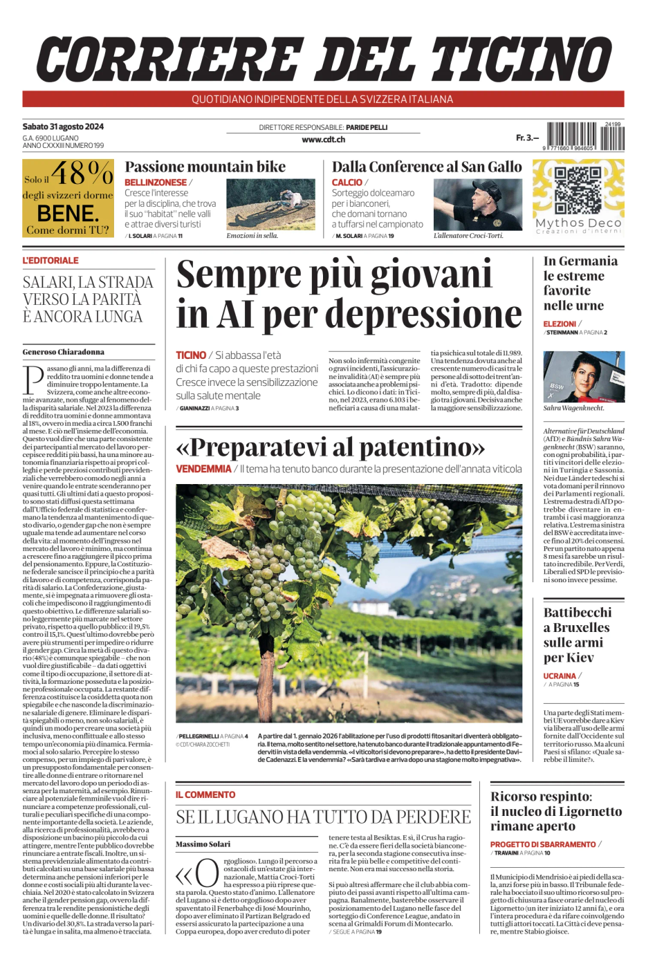 Prima-pagina-corriere-del-ticino-oggi-edizione-di-oggi-20240831