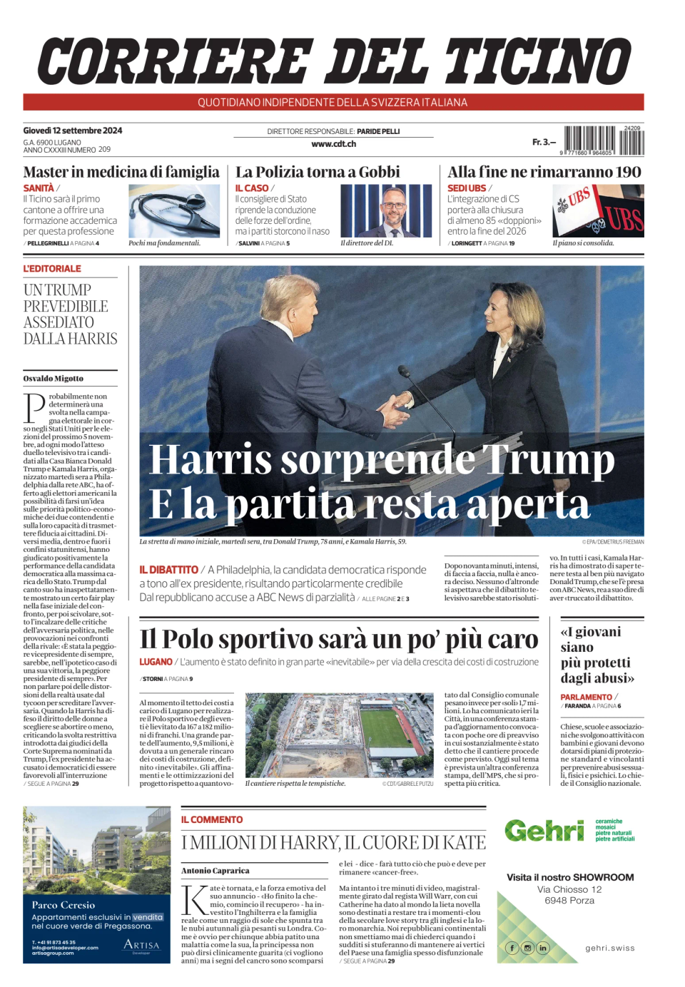 Prima-pagina-corriere-del-ticino-oggi-edizione-di-oggi-20240912