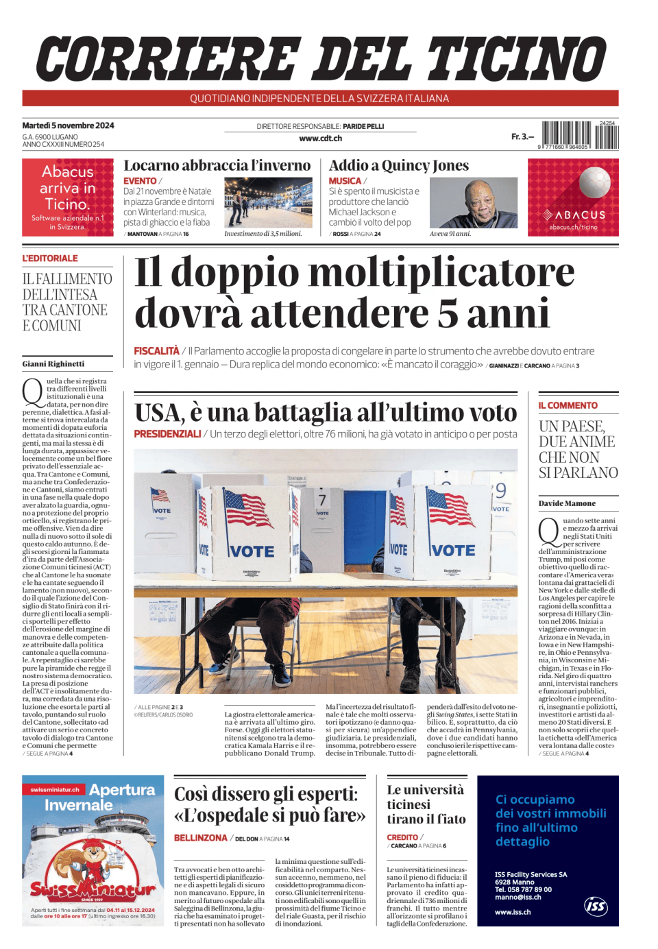 Prima-pagina-corriere-del-ticino-oggi-edizione-di-oggi-20241105