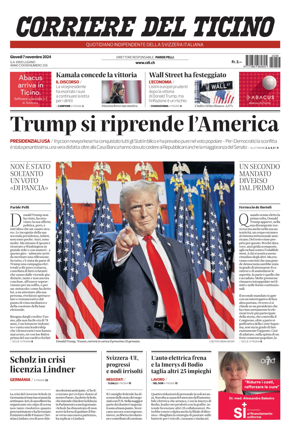 Prima-pagina-corriere-del-ticino-oggi-edizione-di-oggi-20241107