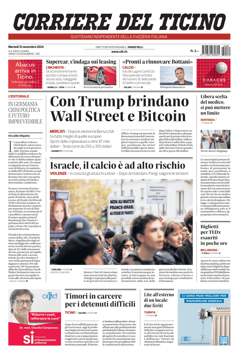 Prima-pagina-corriere-del-ticino-oggi-edizione-di-oggi-20241112