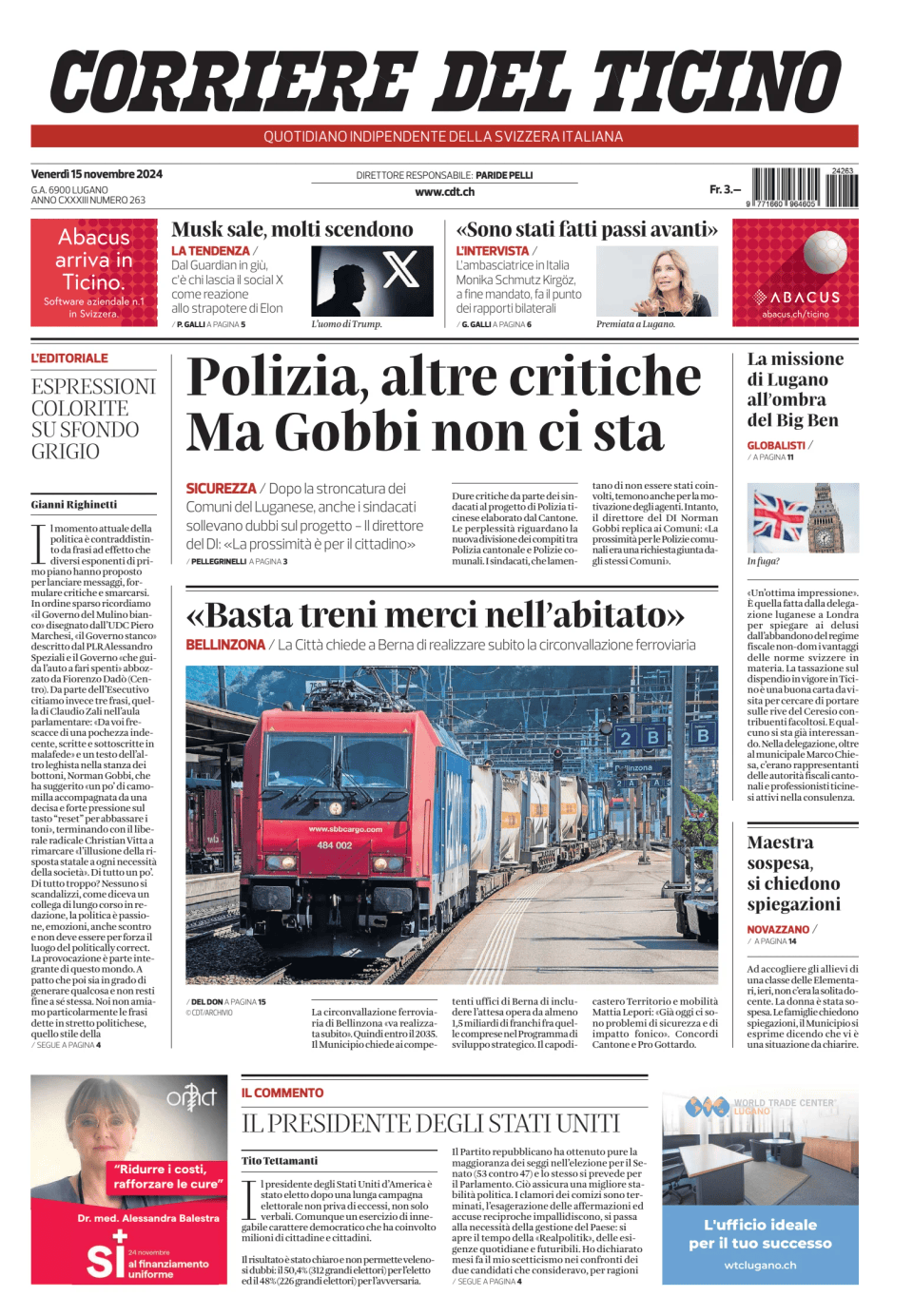 Prima-pagina-corriere-del-ticino-oggi-edizione-di-oggi-20241115