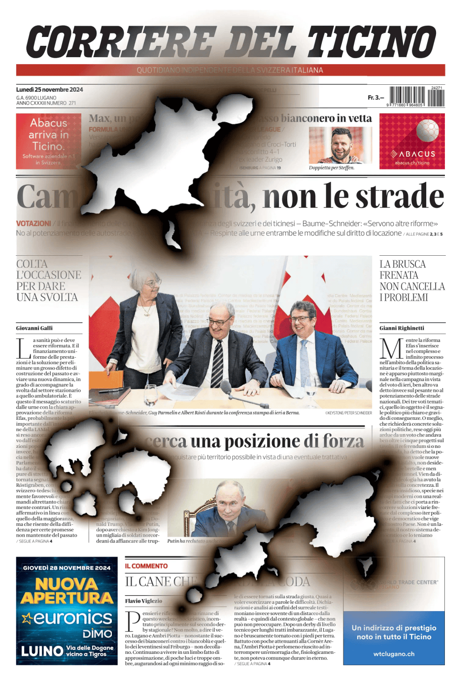 Prima-pagina-corriere-del-ticino-oggi-edizione-di-oggi-20241125