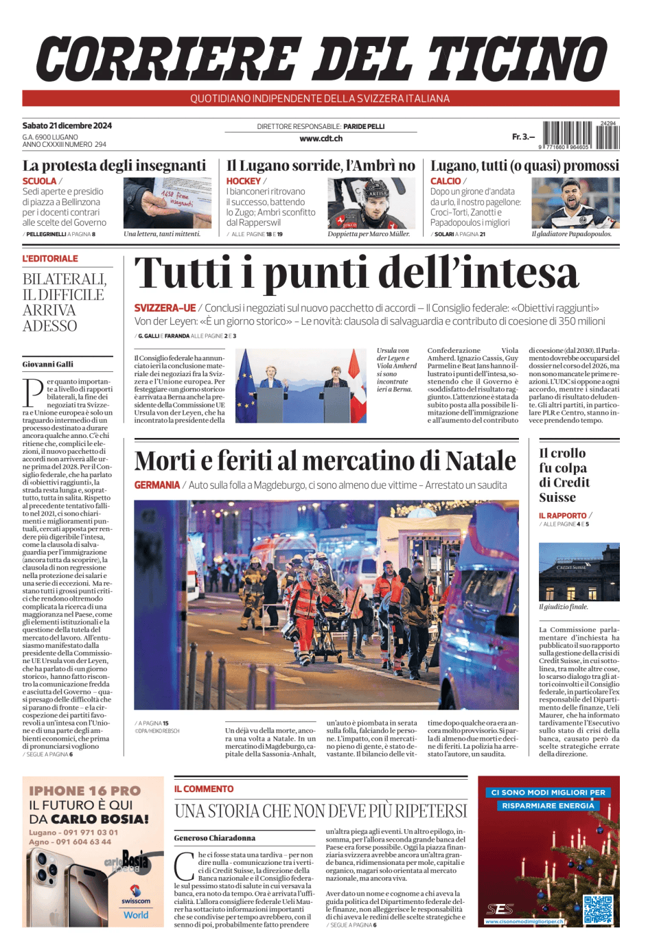 Prima-pagina-corriere-del-ticino-oggi-edizione-di-oggi-20241221