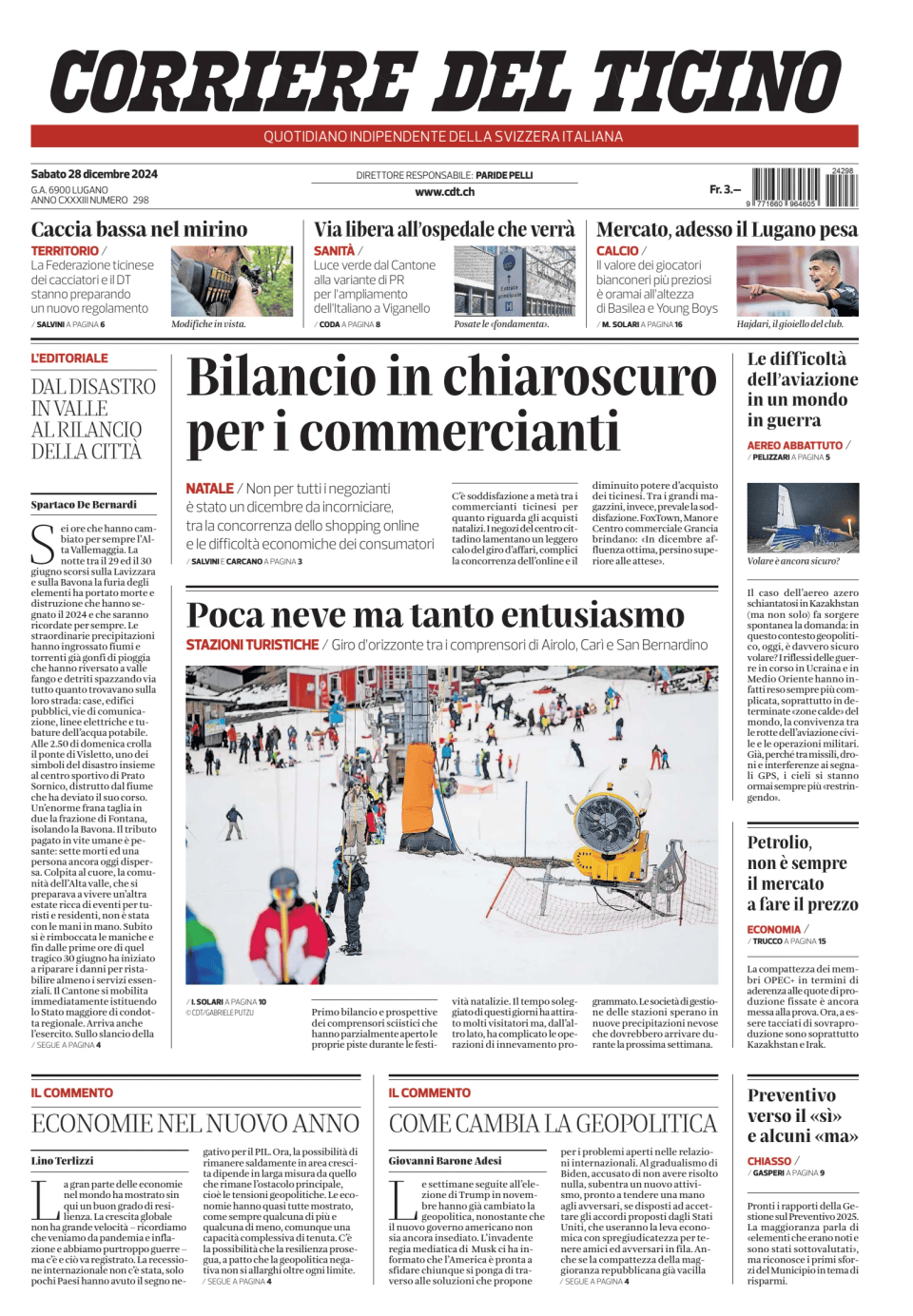 Prima-pagina-corriere-del-ticino-oggi-edizione-di-oggi-20241228