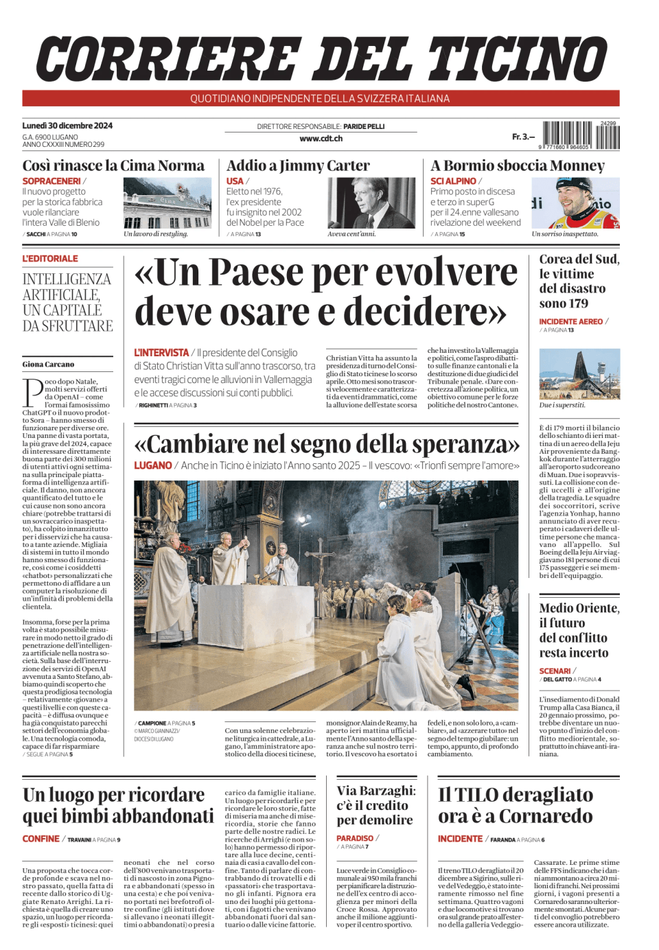 Prima-pagina-corriere-del-ticino-oggi-edizione-di-oggi-20241230