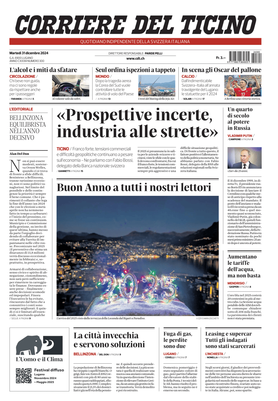 Prima-pagina-corriere-del-ticino-oggi-edizione-di-oggi-20241231