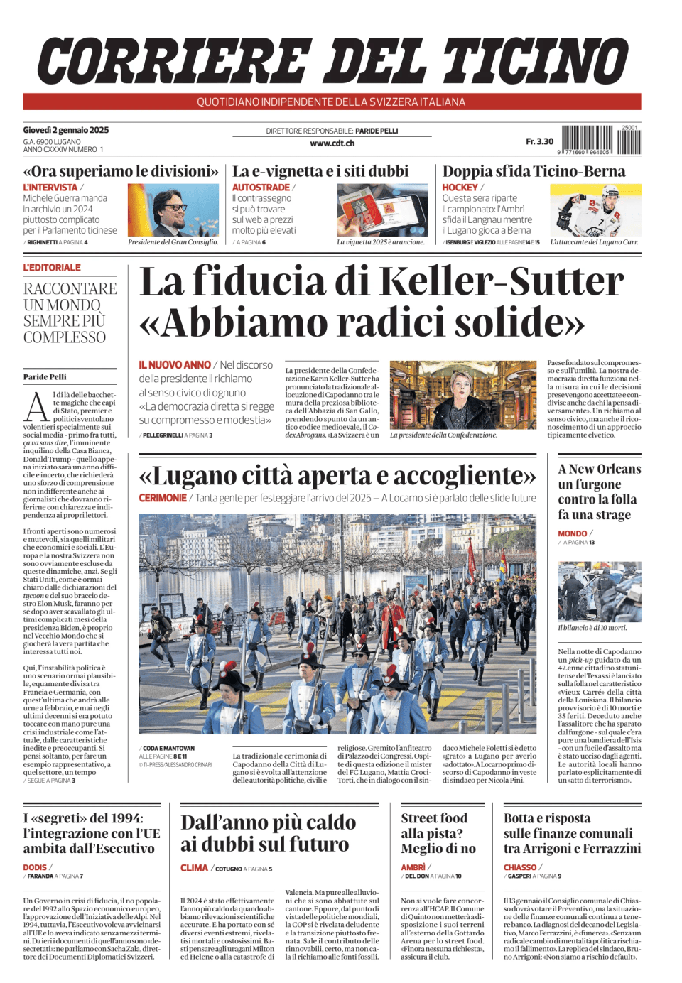 Prima-pagina-corriere-del-ticino-oggi-edizione-di-oggi-20250102