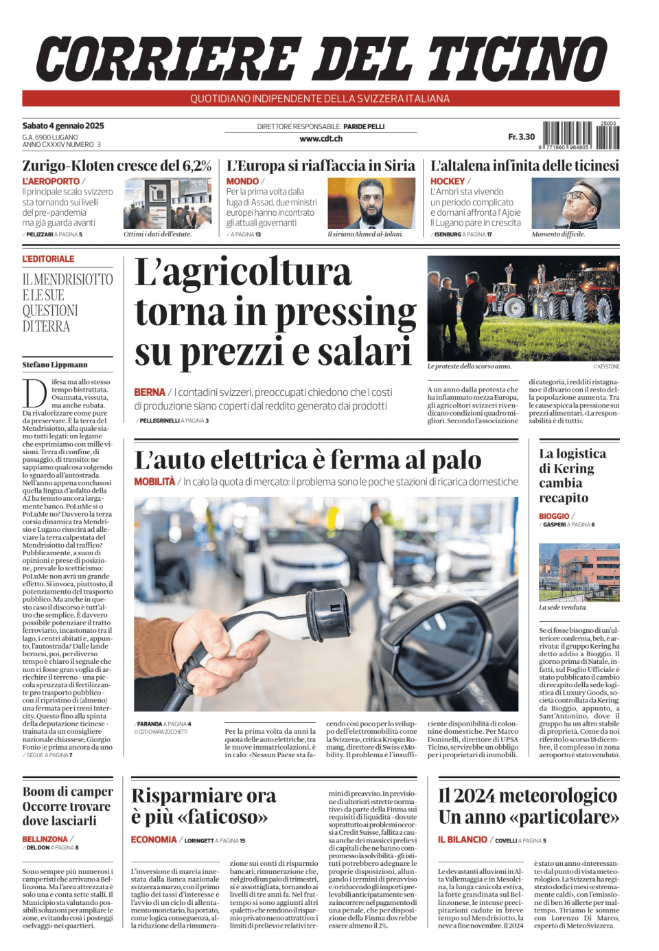 Prima-pagina-corriere-del-ticino-oggi-edizione-di-oggi-20250104