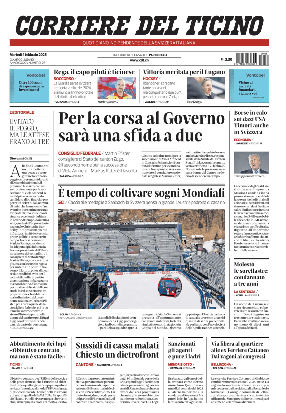 Prima-pagina-corriere-del-ticino-oggi-edizione-di-oggi-20250204