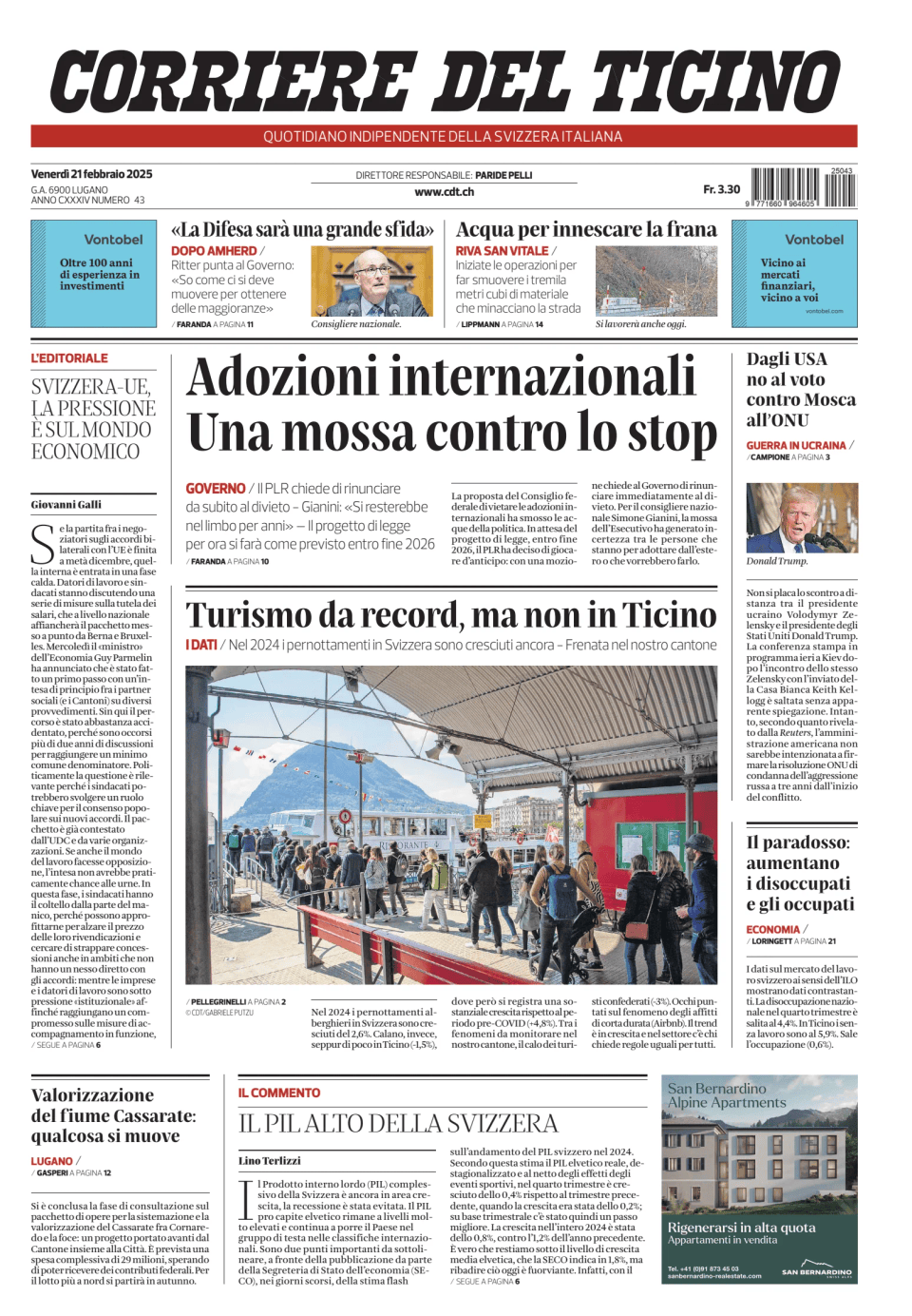 Prima-pagina-corriere-del-ticino-oggi-edizione-di-oggi-20250221