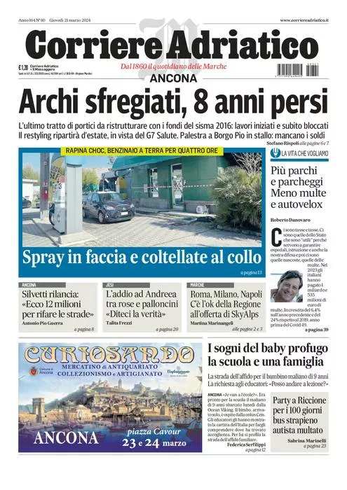 Prima-pagina-corriere-adriatico-oggi-oggi-edizione-del-2024-03-22