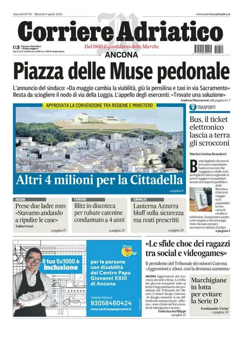 Prima-pagina-corriere-adriatico-oggi-oggi-edizione-del-2024-04-09