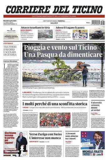 Prima-pagina-corriere-del-ticino-oggi-oggi-edizione-del-2024-04-02