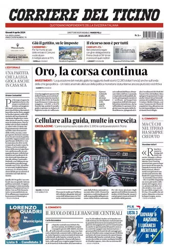 Prima-pagina-corriere-del-ticino-oggi-oggi-edizione-del-2024-04-04