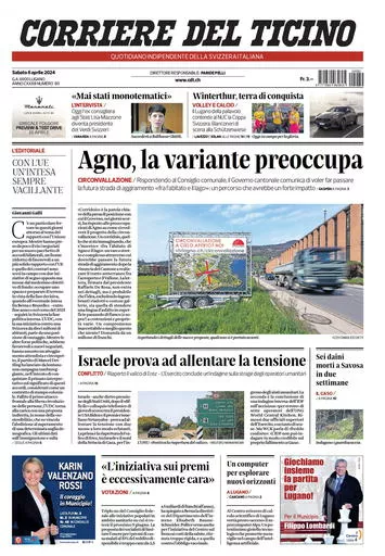 Prima-pagina-corriere-del-ticino-oggi-oggi-edizione-del-2024-04-06