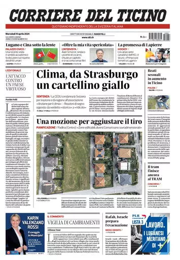 Prima-pagina-corriere-del-ticino-oggi-oggi-edizione-del-2024-04-10