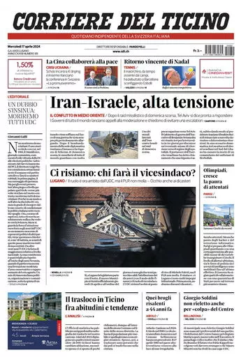 Prima-pagina-corriere-del-ticino-oggi-oggi-edizione-del-2024-04-17