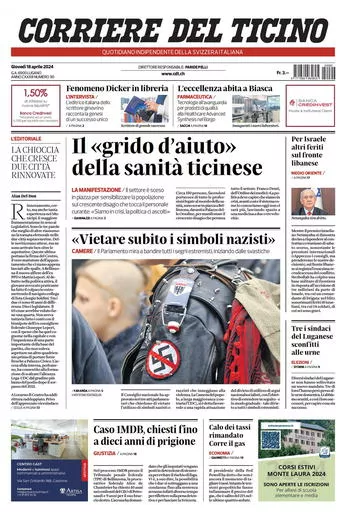 Prima-pagina-corriere-del-ticino-oggi-oggi-edizione-del-2024-04-18