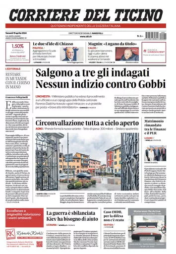 Prima-pagina-corriere-del-ticino-oggi-oggi-edizione-del-2024-04-19