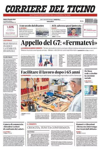 Prima-pagina-corriere-del-ticino-oggi-oggi-edizione-del-2024-04-20