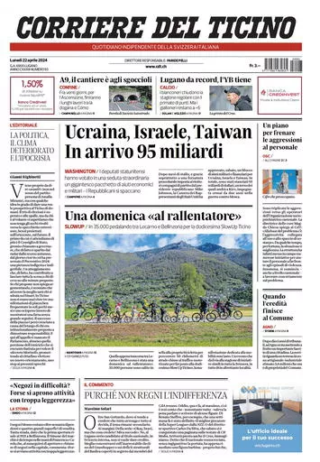 Prima-pagina-corriere-del-ticino-oggi-oggi-edizione-del-2024-04-22