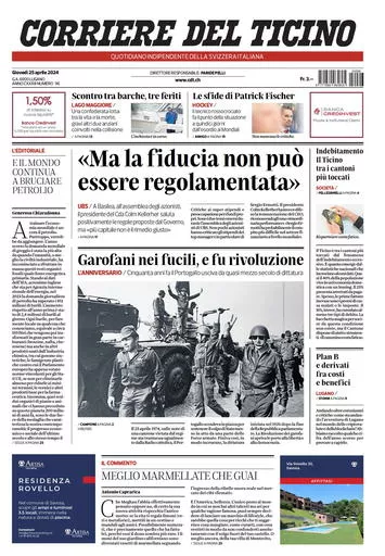 Prima-pagina-corriere-del-ticino-oggi-oggi-edizione-del-2024-04-25