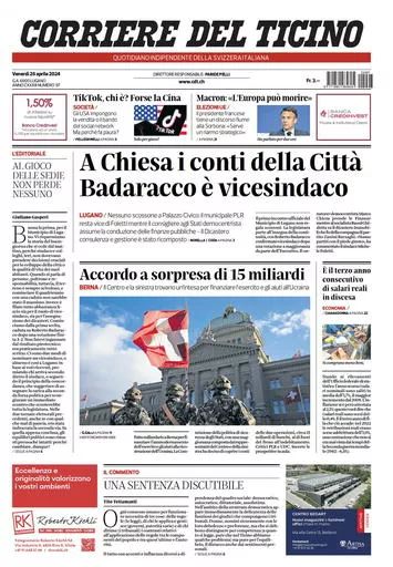 Prima-pagina-corriere-del-ticino-oggi-oggi-edizione-del-2024-04-26