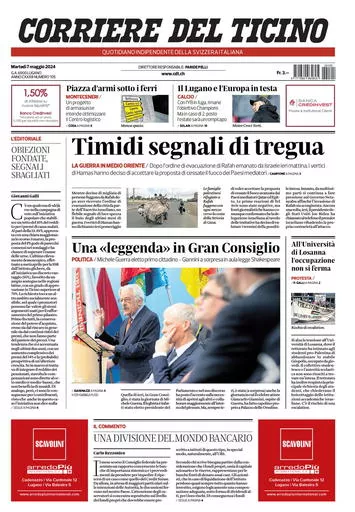 Prima-pagina-corriere-del-ticino-oggi-oggi-edizione-del-2024-05-07