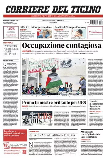 Prima-pagina-corriere-del-ticino-oggi-oggi-edizione-del-2024-05-08