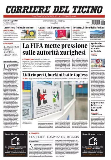 Prima-pagina-corriere-del-ticino-oggi-oggi-edizione-del-2024-05-18