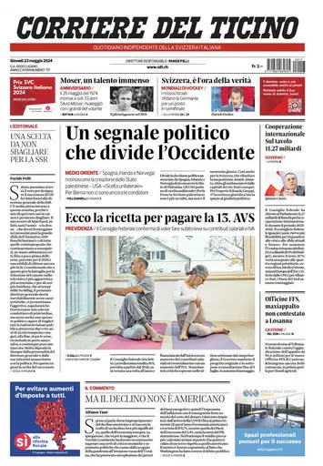 Prima-pagina-corriere-del-ticino-oggi-oggi-edizione-del-2024-05-23