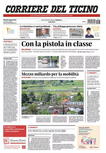 Prima-pagina-corriere-del-ticino-oggi-oggi-edizione-del-2024-06-04