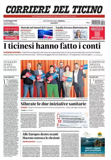 Prima-pagina-corriere-del-ticino-oggi-oggi-edizione-del-2024-06-10