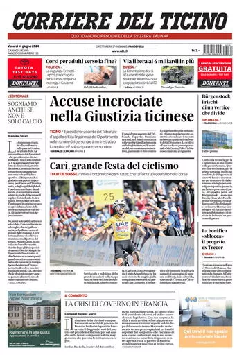 Prima-pagina-corriere-del-ticino-oggi-oggi-edizione-del-2024-06-14