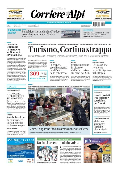 Prima-pagina-corriere_delle_alpi-edizione-di-oggi-02-02-2025